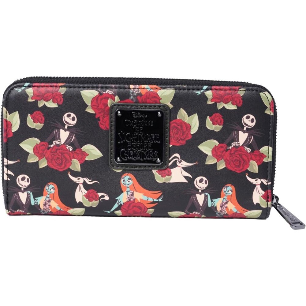 Nightmare Before Christmas Jack Sally Wallet Faux Leather Zip Clutch For Women